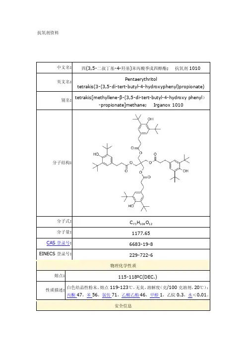 抗氧剂资料——精选推荐