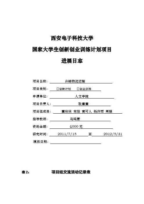西安电子科技大学国家大学生创新创业训练计划项目 进展日志