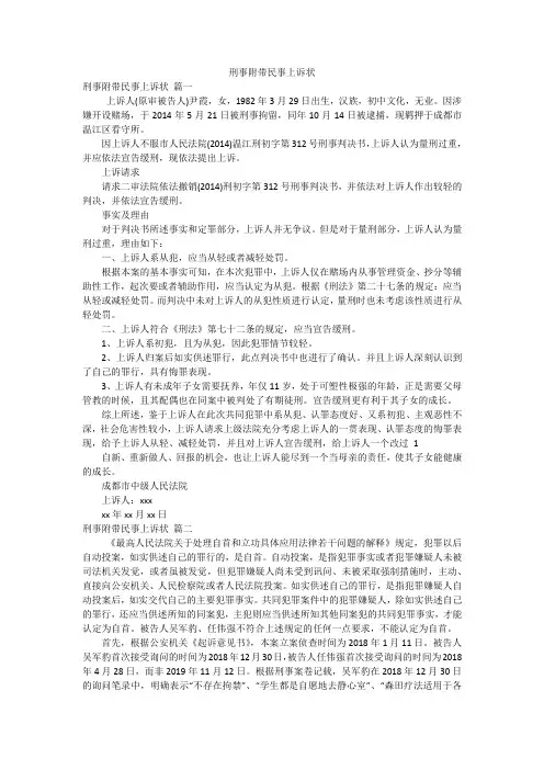 刑事附带民事上诉状