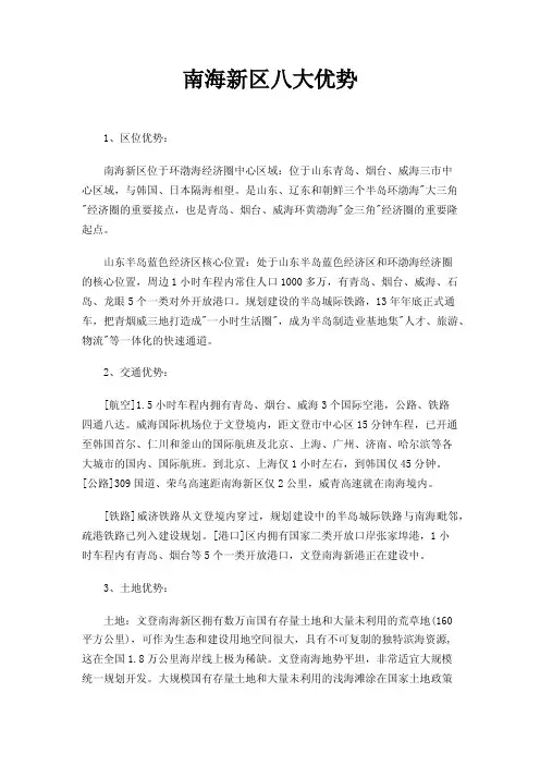 南海新区八大优势