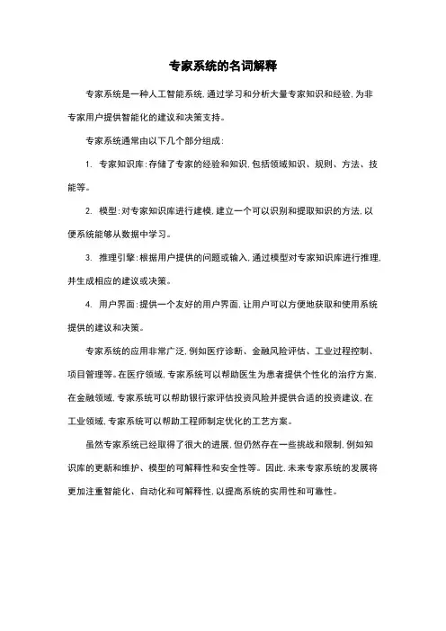 专家系统的名词解释