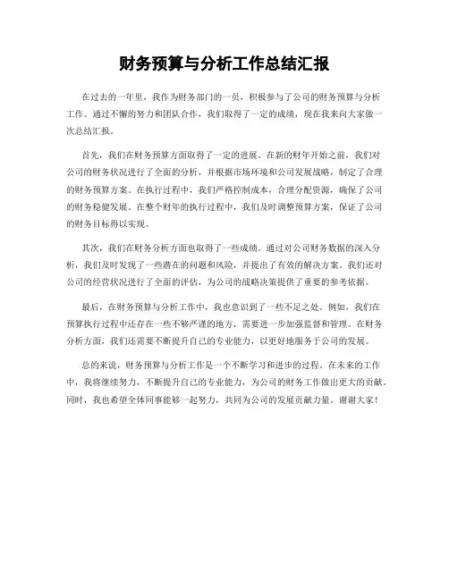财务预算与分析工作总结汇报
