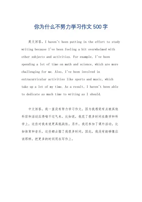 你为什么不努力学习作文500字