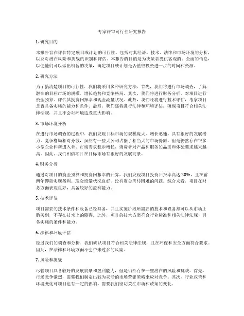专家评审可行性研究报告