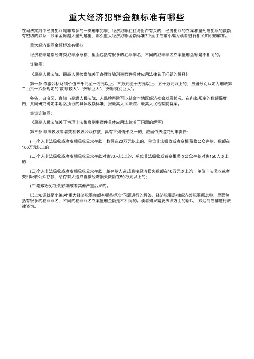 重大经济犯罪金额标准有哪些