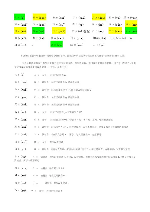 俄语字母发音对照表