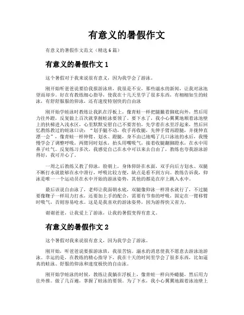 有意义的暑假作文