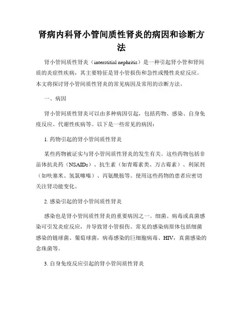 肾病内科肾小管间质性肾炎的病因和诊断方法