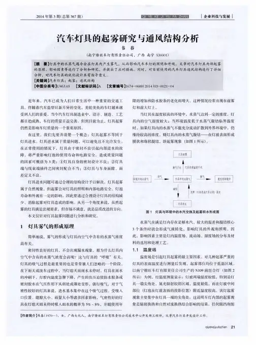 汽车灯具的起雾研究与通风结构分析