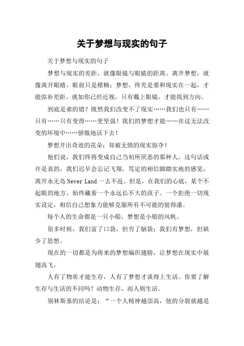 关于梦想与现实的句子
