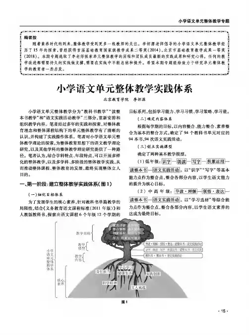 小学语文单元整体教学实践体系