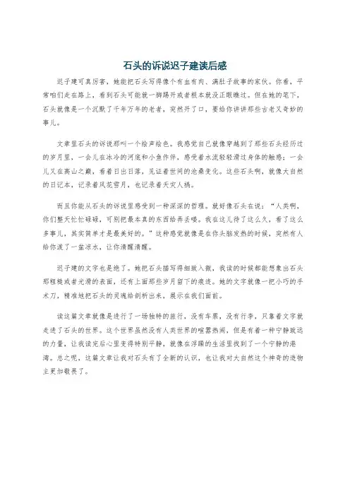 石头的诉说迟子建读后感