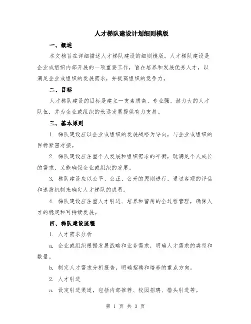 人才梯队建设计划细则模版