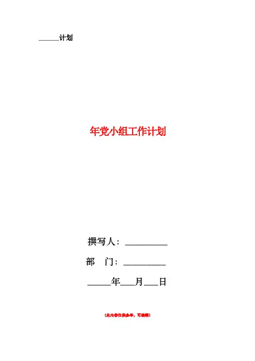 党小组工作计划