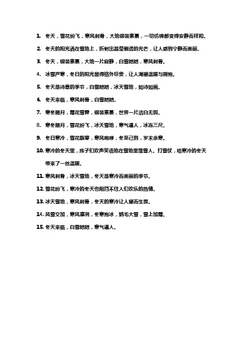 冬天的词语和句子唯美短句