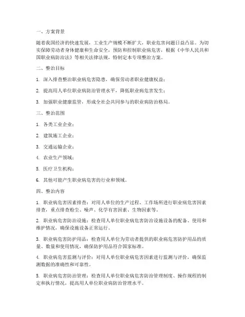 职业危害专项整治方案