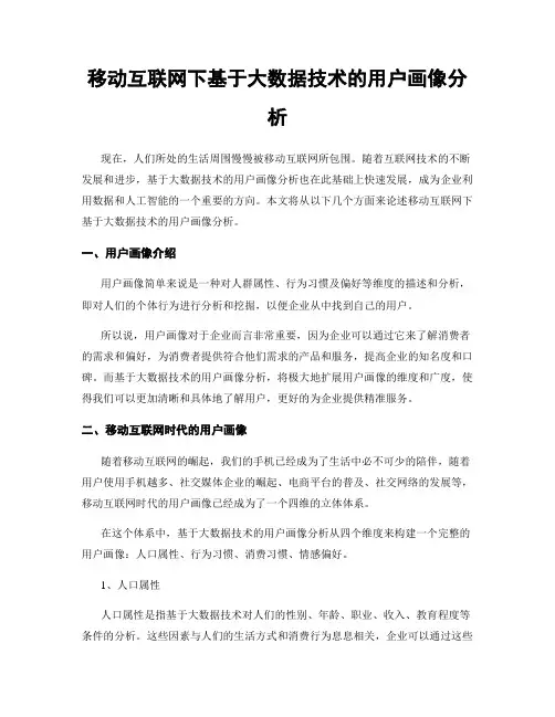移动互联网下基于大数据技术的用户画像分析