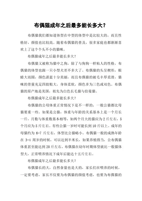 布偶猫成年之后最多能长多大？