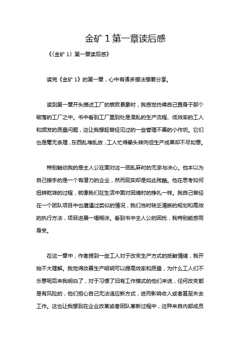 金矿1第一章读后感