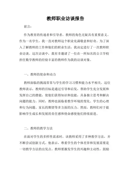 教师职业访谈报告