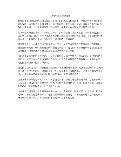 公司小企业管理制度