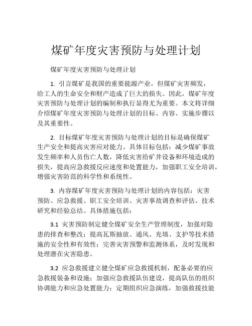 煤矿年度灾害预防与处理计划