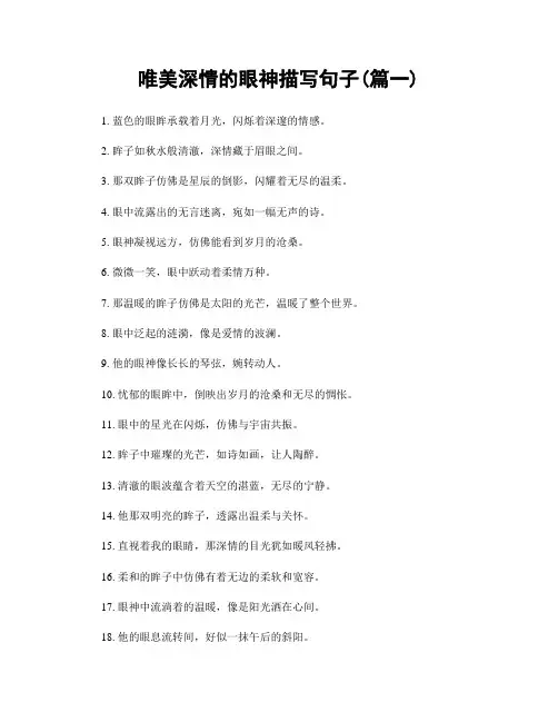 唯美深情的眼神描写句子(精选两篇)