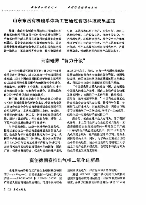 山东东岳有机硅单体新工艺通过省级科技成果鉴定