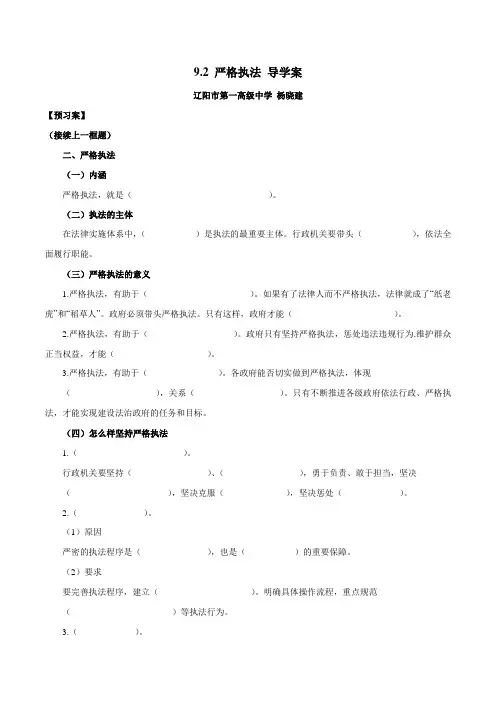 9.2 严格执法(导学案)