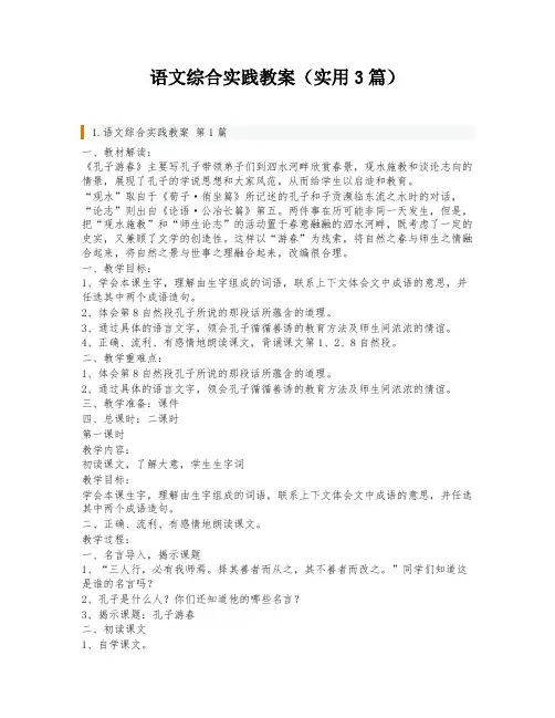 语文综合实践教案(实用3篇)