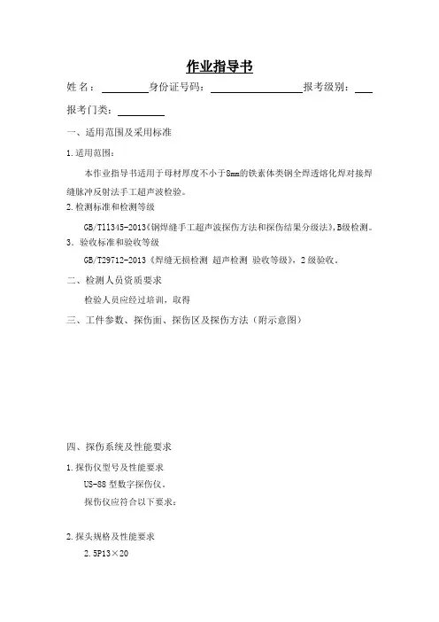 超声波探伤作业指导书
