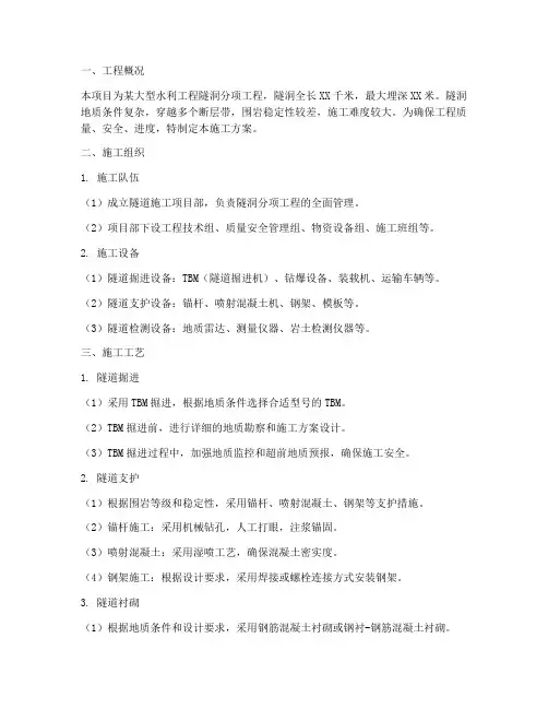 隧洞分项工程施工方案
