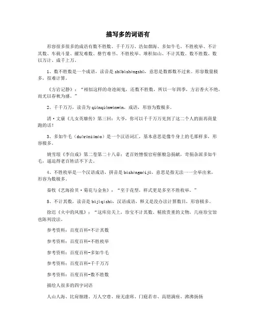 描写多的词语有