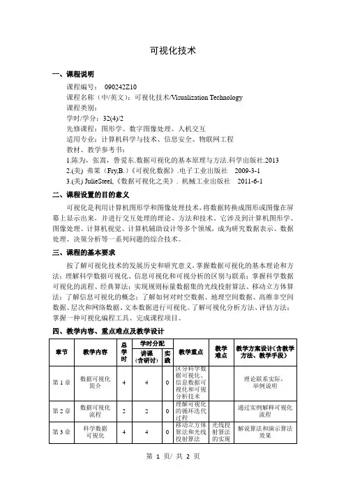 可视化技术   教学大纲