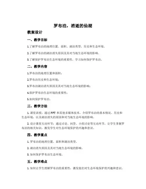 《罗布泊,消逝的仙湖》教案设计