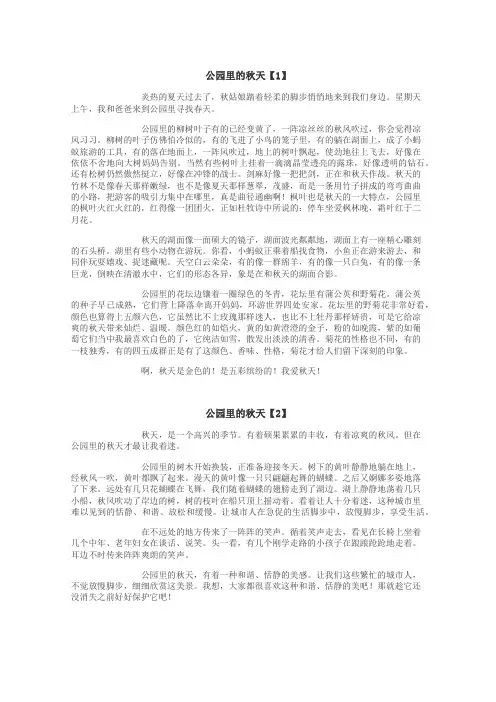 公园里的秋天作文
