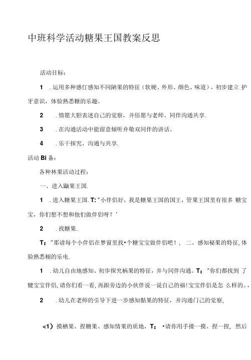 2023年中班科学活动糖果王国教案反思
