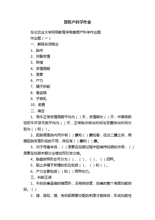 兽医产科学作业