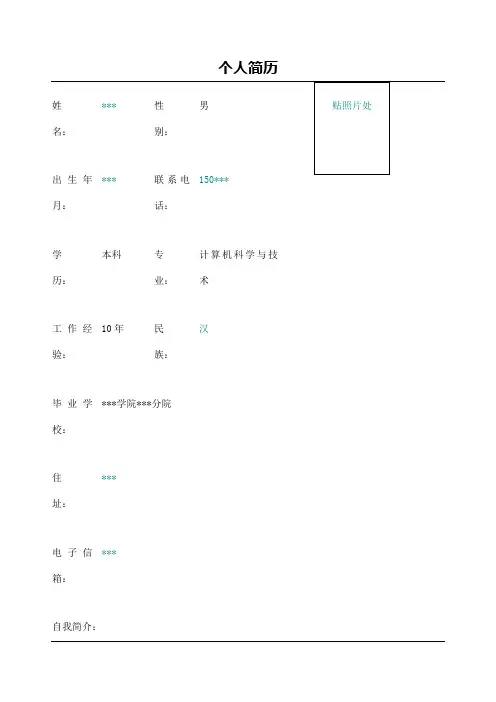 计算机软件技术总监个人简历模板