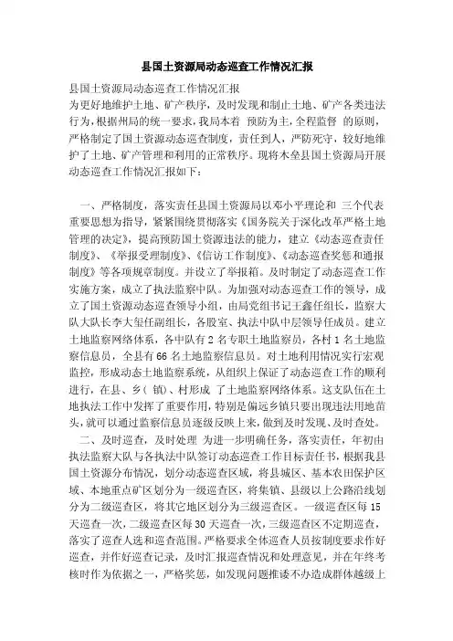 县国土资源局动态巡查工作情况汇报