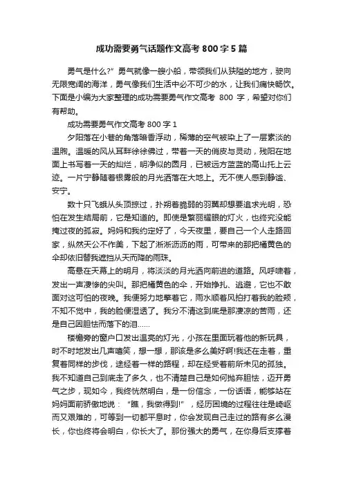 成功需要勇气话题作文高考800字5篇