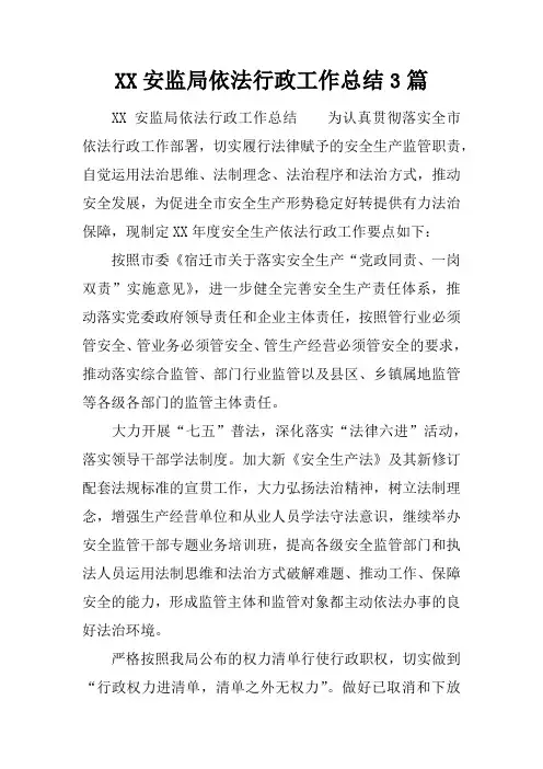 安监局依法行政工作总结3篇