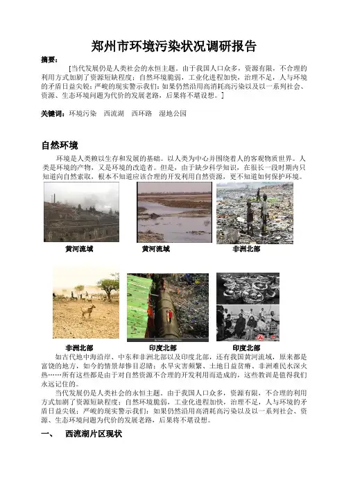 郑州市环境污染状况调研
