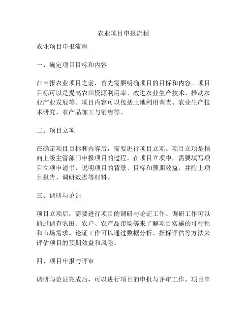农业项目申报流程