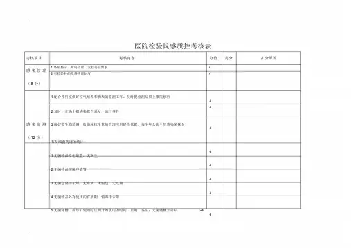 院感质控考核标准