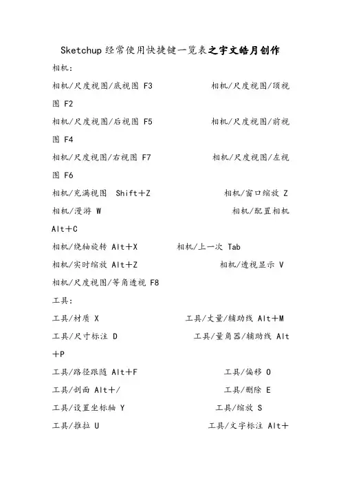 Sketchup常用快捷键一览表