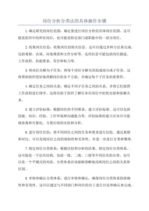 岗位分析分类法的具体操作步骤