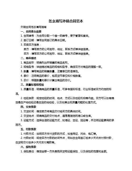 怎么填写外销合同范本