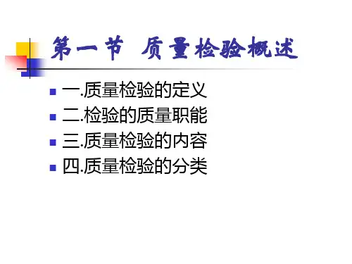 质量检验与抽样检验概述