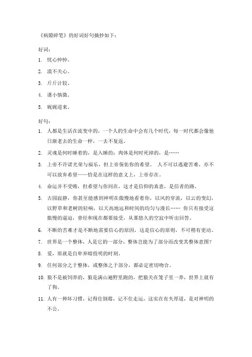 病隙碎笔经典句子摘抄和好词